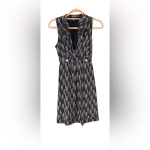I Heart Ronson Navy and White Feather Print Dress XS